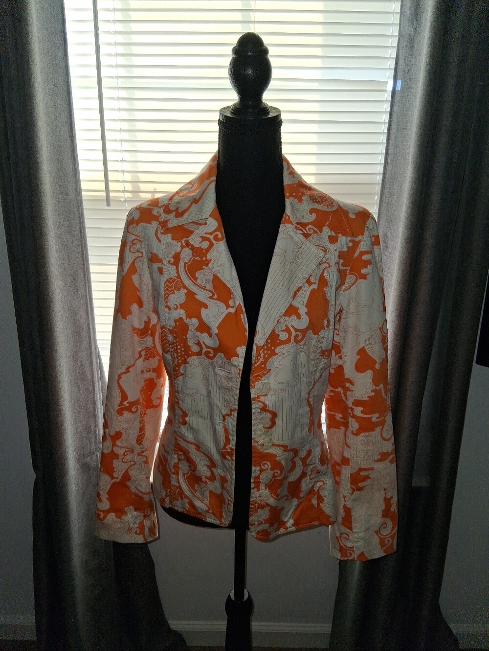 Women's Orange and Cream Patterned Blazer